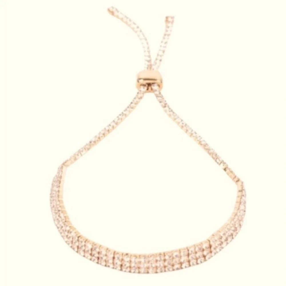 Bracelet 3 Rows of Rhinestones Adjustable Slider Bracelet Fashion Jewelry NWT
